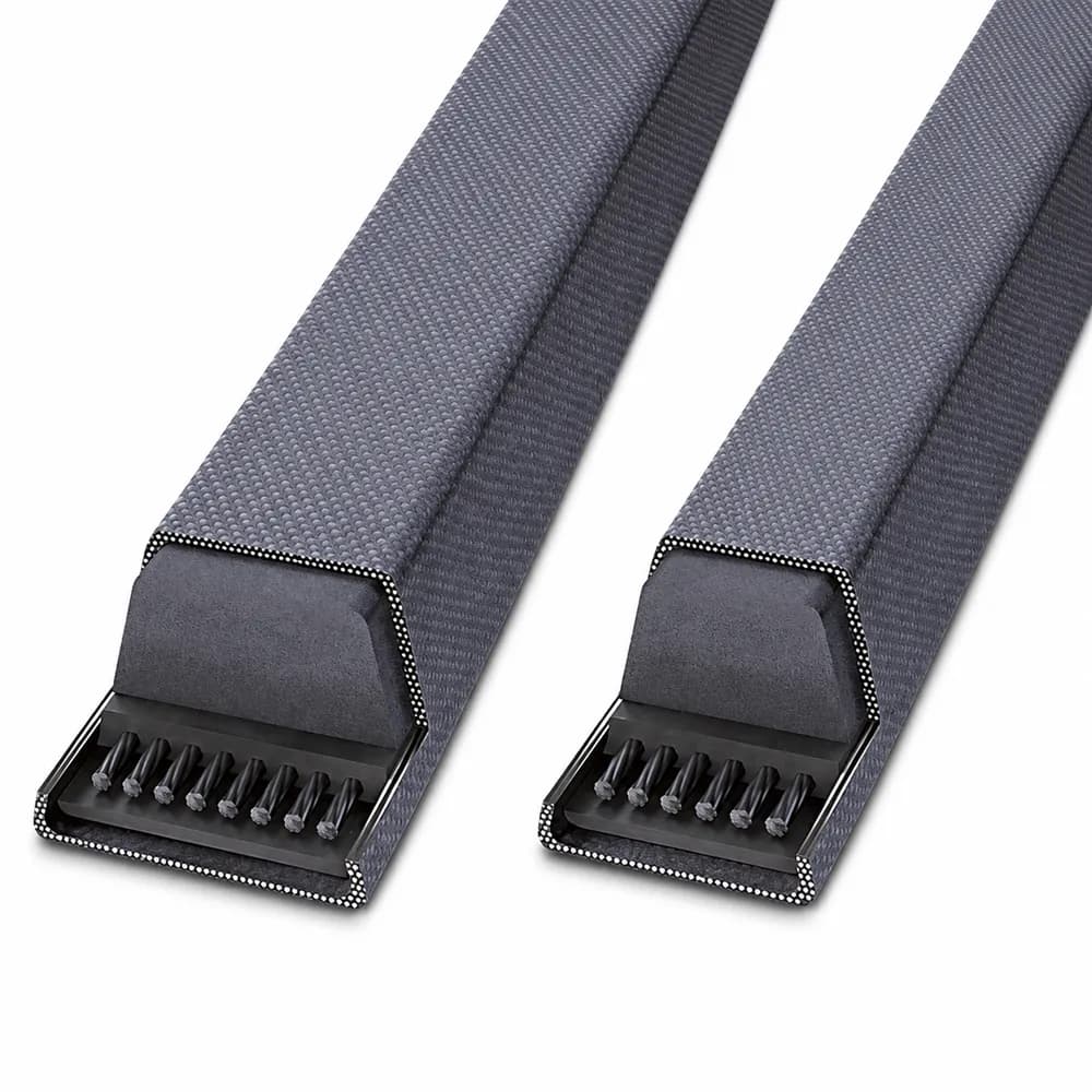 Correas trapezoidales industriales envueltas, vistas en corte